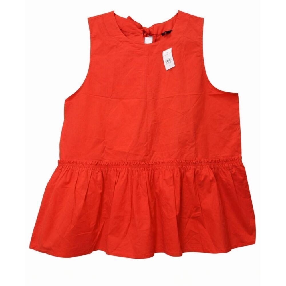 Ann Taylor womens xl blouse peplum muted red keyhole tie back